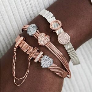 Elegant Rose Gold and Silver Heart Bracelets